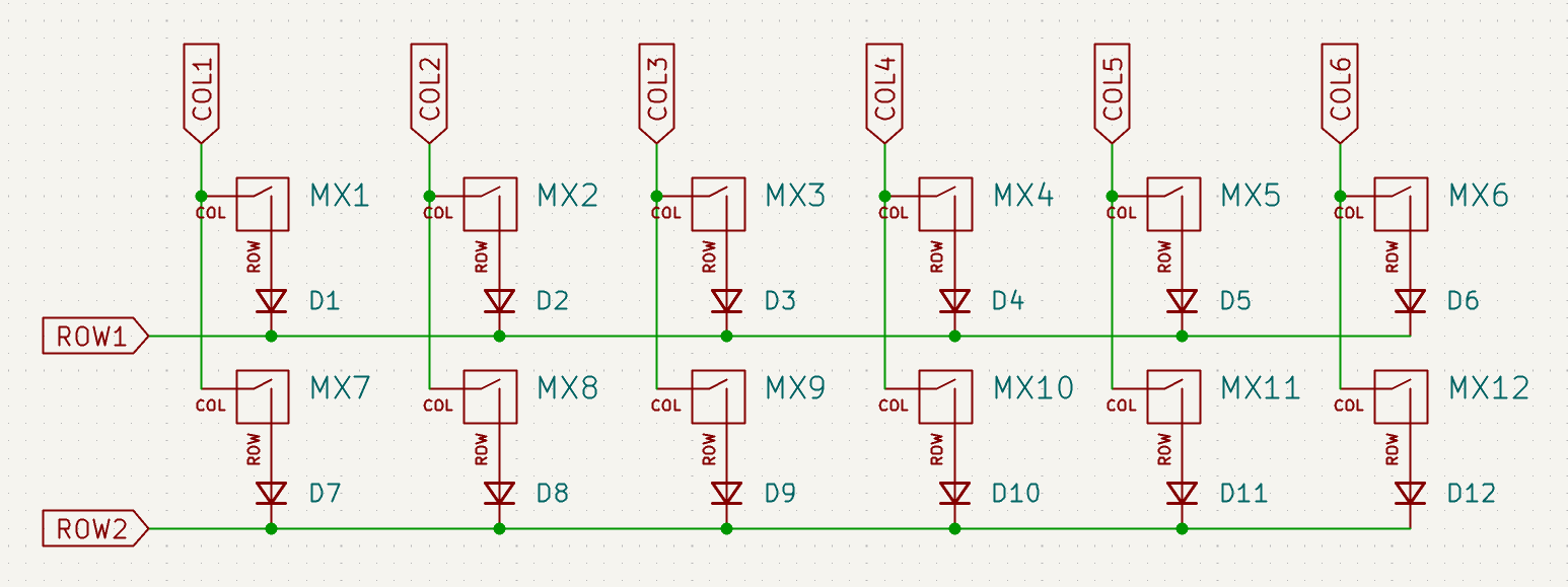 an illustration of a keyboard matrix, borrowed from dovenyi’s KBD.news duplex matrix explainer
